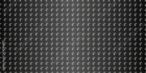 Perforated flat surface made of paper, plastic, steel sheet metal. Black texture background. Seamless vector pattern.