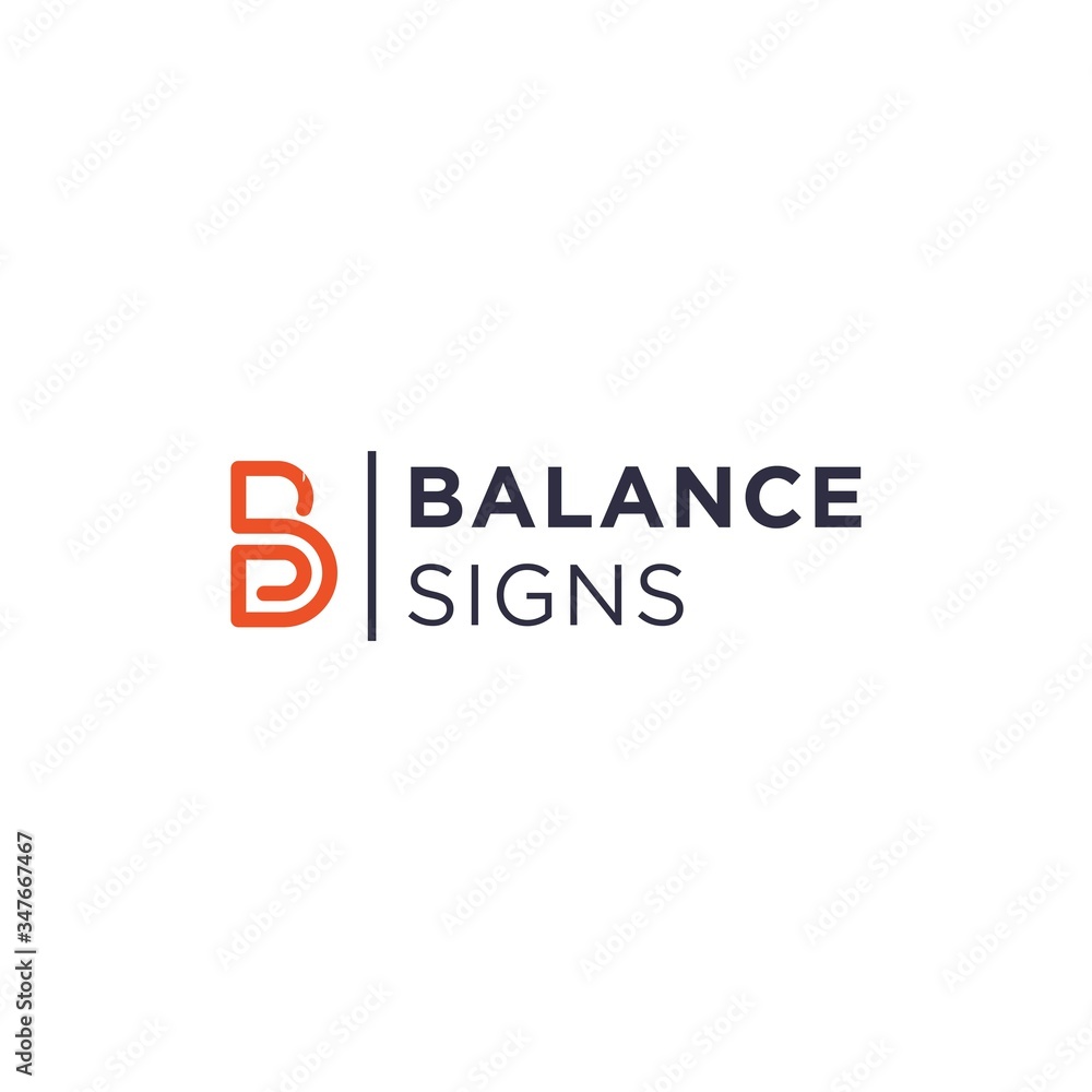Line Art Monogram Initial Letter BS Modern Logo Abstract