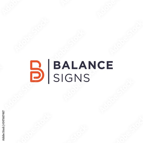 Line Art Monogram Initial Letter BS Modern Logo Abstract