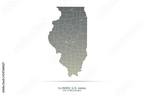 illinois map. illinois vector map of u.s. states.
