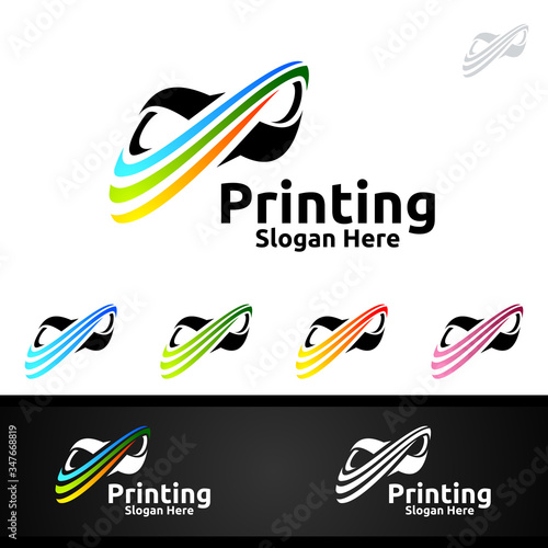 Infinity Printing Company Vector Logo Design for Media, Retail, Advertising, Newspaper or Book Concept