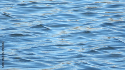 Light blue water surface with sun glare in Florida lake
