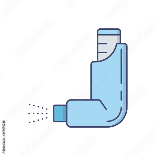 Asthma inhaler vector icon symbol isolated on white background