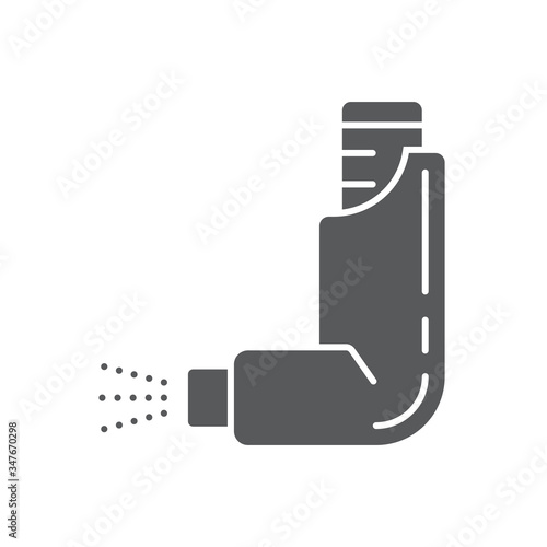 Asthma inhaler vector icon symbol isolated on white background