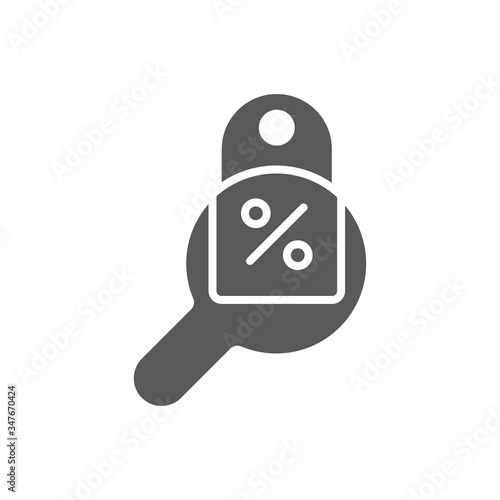 Best offer search or magnifier and percent vector icon symbol isolated on white background