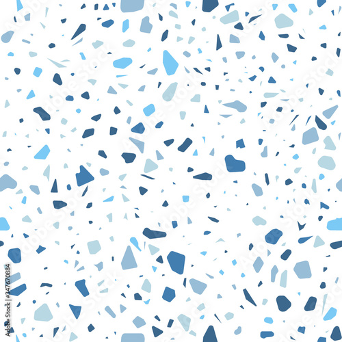Terrazzo flooring vector seamless pattern. Modern vector illustration for fabric print, wrapping paper, flooring. Classic venetian terrazzo style of floor of natural stone, granite, quartz.