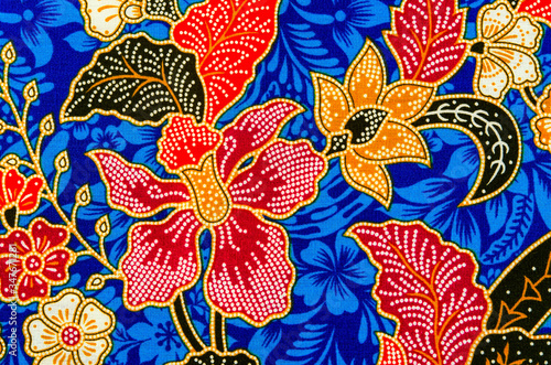 Close up Thai silk traditional motif background.