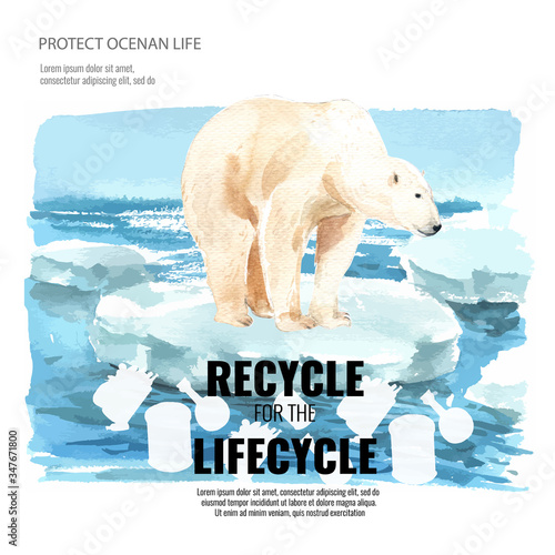 Global Warming and Pollution. Poster flyer brochure advertising campaign, save the world template design , creative watercolor vector illustration design