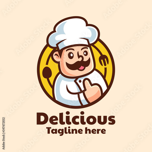 cartoon character chef logo design