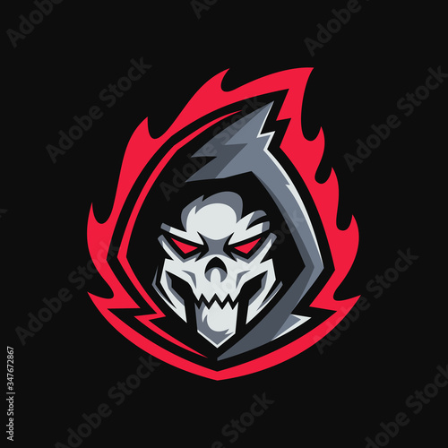 Reaper skull head mascot logo design