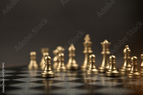Chess that came out of the line Concept of business Strategic plan and teamwork management.