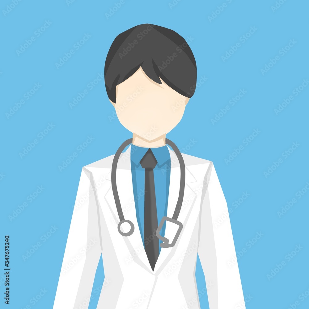 doctor with white suit icon and symbol isolate on blue background,illustration doctor with white suit icon and symbol isolate on blue background,illustration