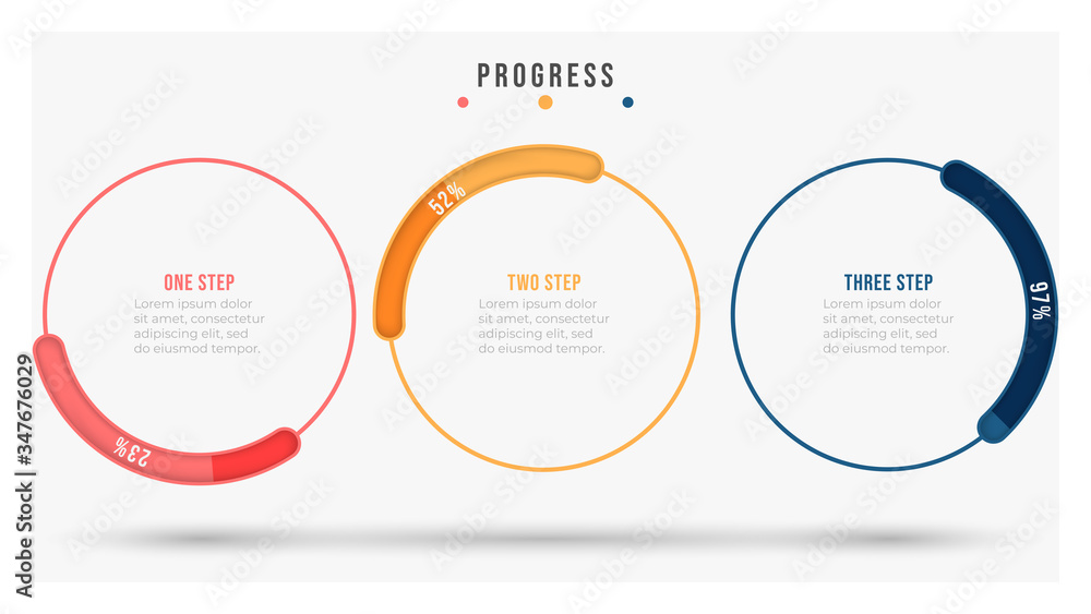 Vector infographic. Thin line flat design elements with circle progress bar. Business concept with 3 options or steps. Vector infographic. Thin line flat design elements with circle progress bar. Business concept with 3 options or steps.