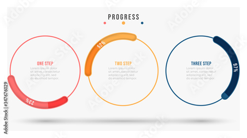 Vector infographic. Thin line flat design elements with circle progress bar. Business concept with 3 options or steps.