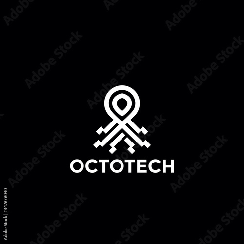 creative octopus technology logo design vector