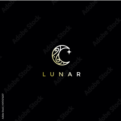 lunar moon logo design vector