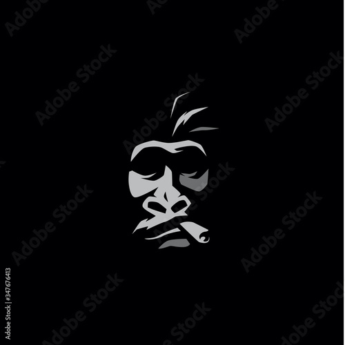 smoking gorilla logo design vector