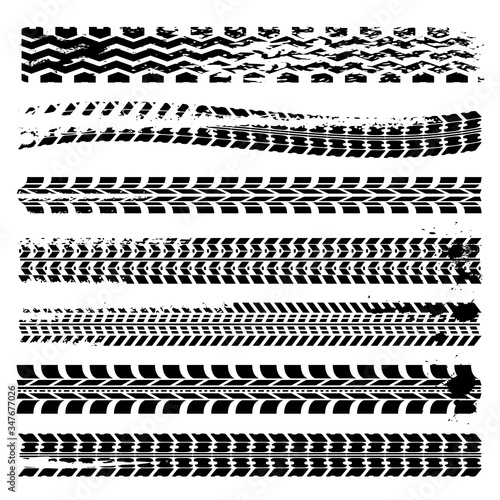 Tire tracks isolated on white background