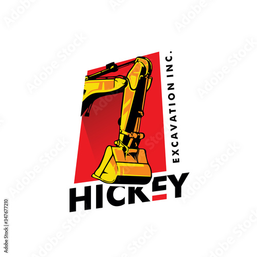 excavator construction logo design vector