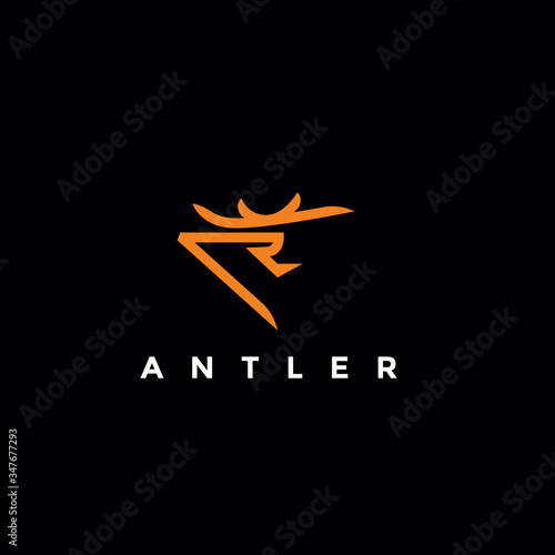 minimalist antler logo design vector