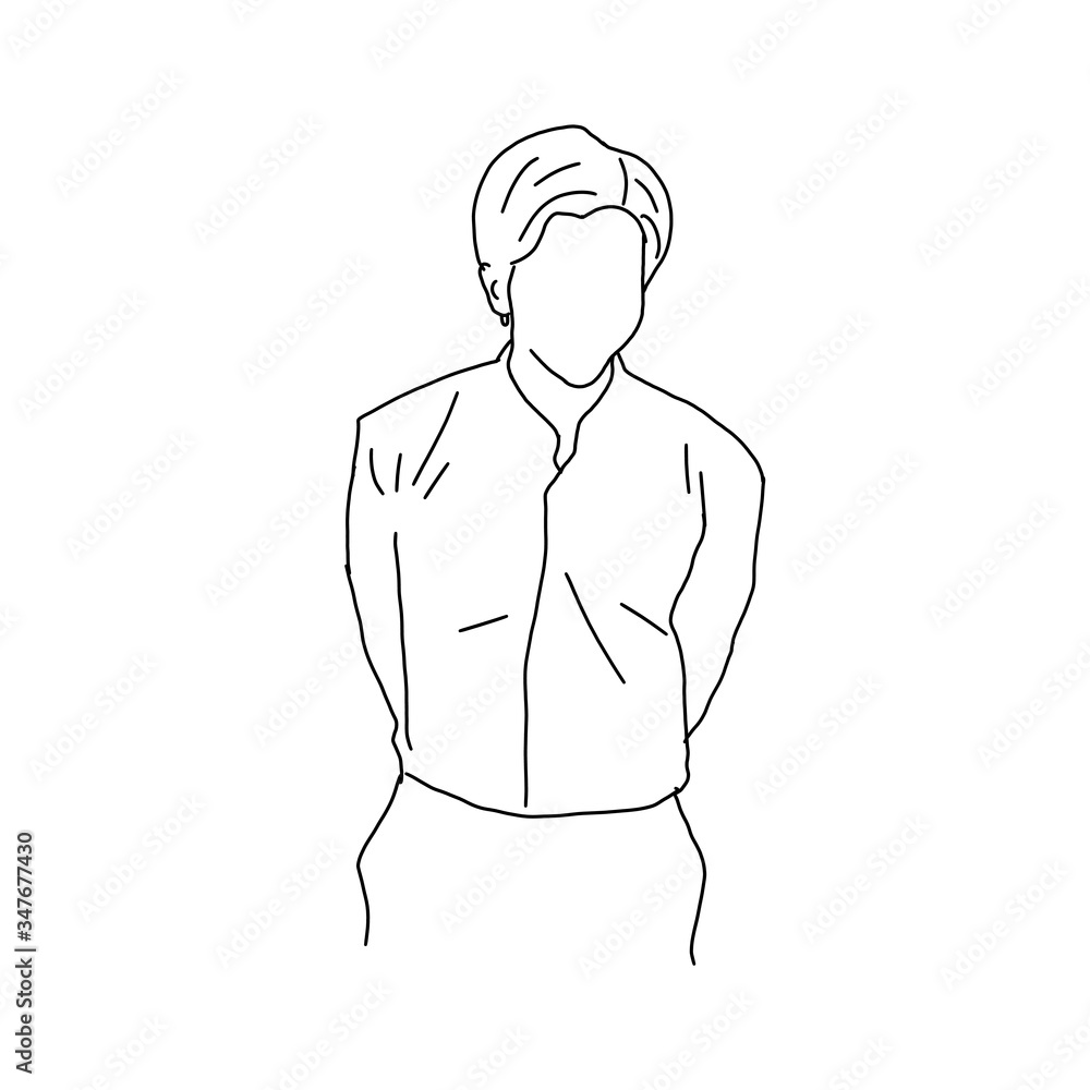 line drawing of the man who is standing and thinking line drawing of the man who is standing and thinking