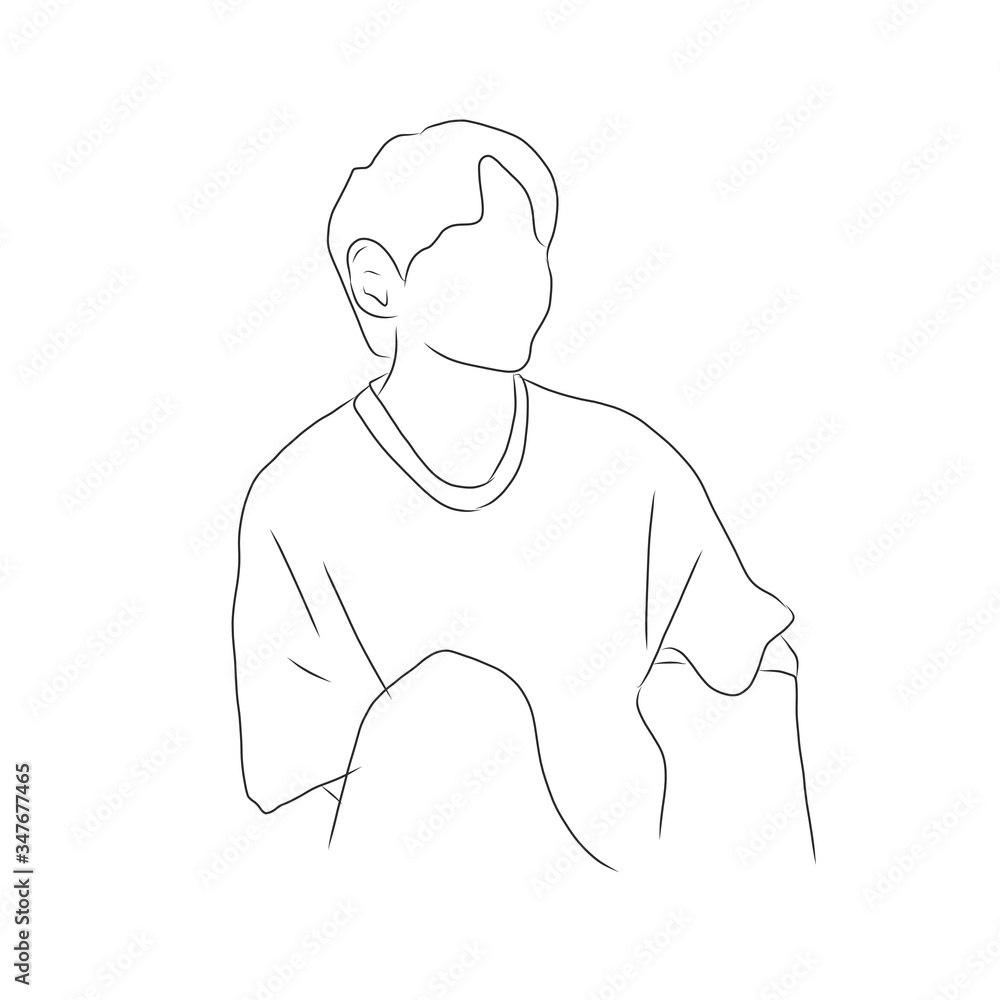 line drawing of a man sitting