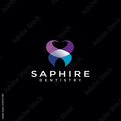 saphire and tooth dental logo design vector