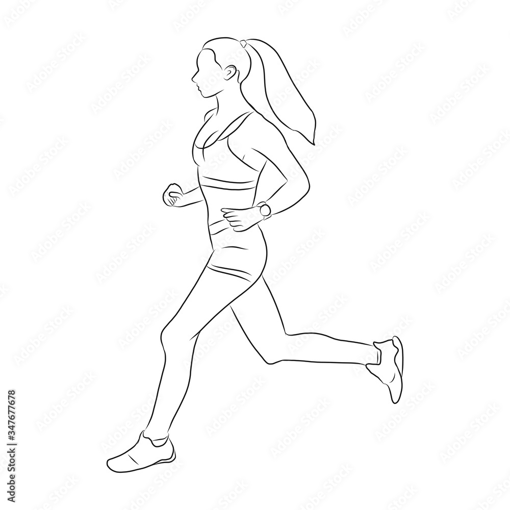 line drawing of a woman who is running and exercising line drawing of a woman who is running and exercising
