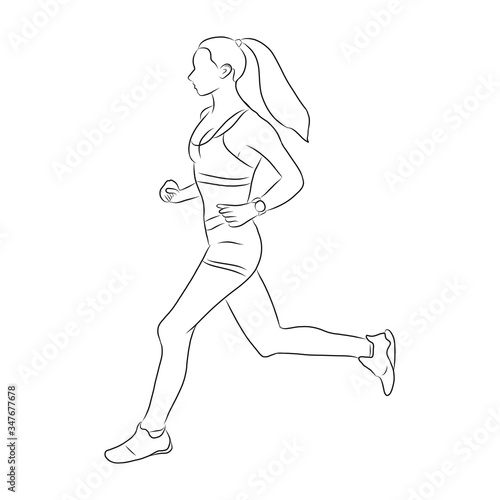 line drawing of a woman who is running and exercising