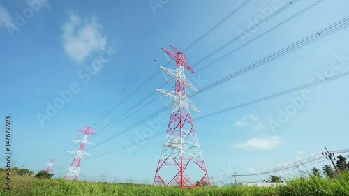 4K Prores of  high voltage pole and moving clouds