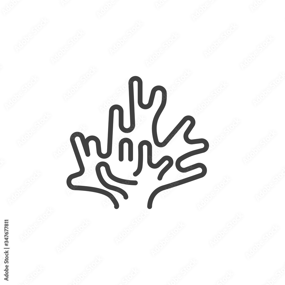 Obraz premium Sea weed line icon. linear style sign for mobile concept and web design. Seaweed leaves outline vector icon. Symbol, logo illustration. Vector graphics