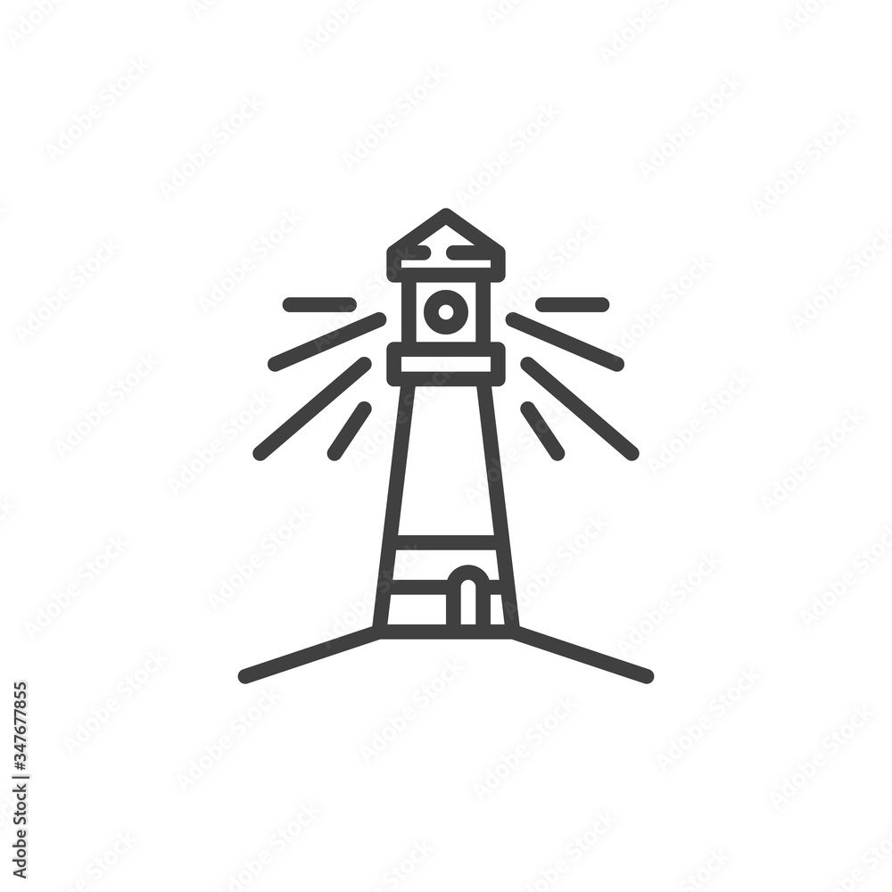 Lighthouse line icon. linear style sign for mobile concept and web design. Beacon tower, lighthouse outline vector icon. Symbol, logo illustration. Vector graphics Lighthouse line icon. linear style sign for mobile concept and web design. Beacon tower, lighthouse outline vector icon. Symbol, logo illustration. Vector graphics