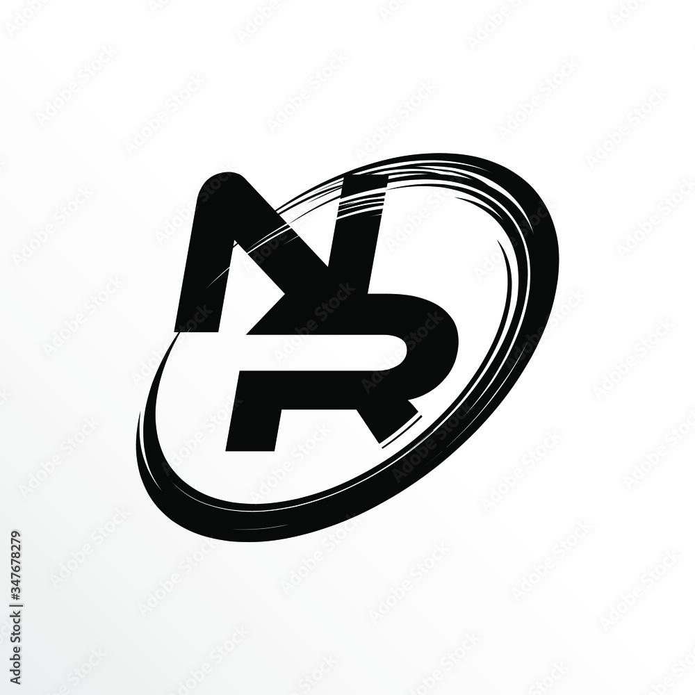 Initial Letter NR Brush Effect Logo Design Initial Letter NR Brush Effect Logo Design