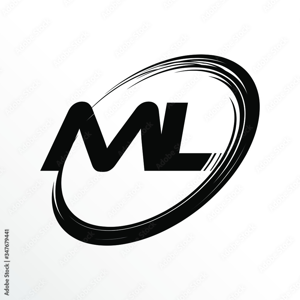 Initial Letter ML Brush Effect Logo Design Initial Letter ML Brush Effect Logo Design