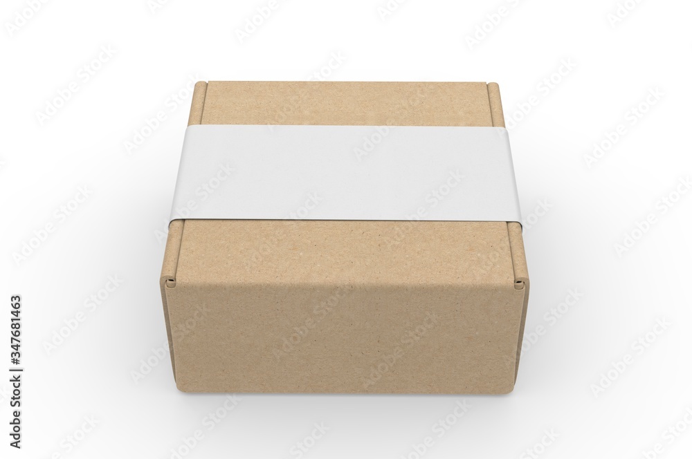 Blank Tuck In Flap Packaging Paper Box For Branding With paper label sleeve, 3d render illustration. Blank Tuck In Flap Packaging Paper Box For Branding With paper label sleeve, 3d render illustration.