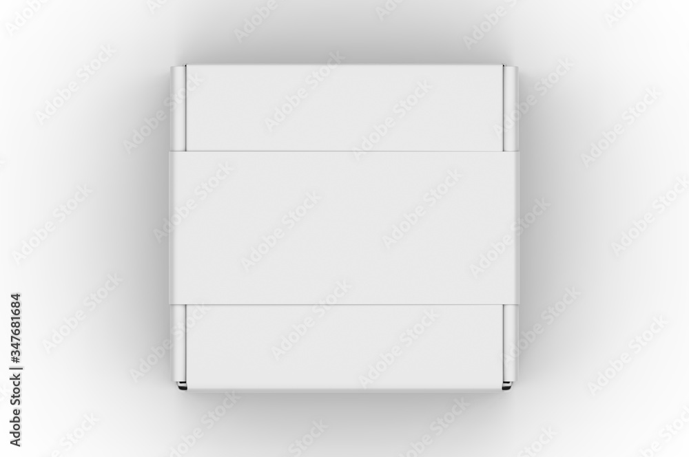 Blank Tuck In Flap Packaging Paper Box For Branding With paper label sleeve, 3d render illustration. Blank Tuck In Flap Packaging Paper Box For Branding With paper label sleeve, 3d render illustration.