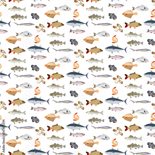 Fish animal vector illustration seamless pattern