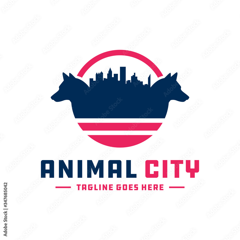 Vector Logo of Wolf Animal City