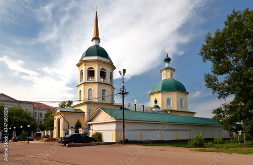 Irkutsk. Beautiful Church of the Transfiguration of the Lord 1795. Summer city landscape photo