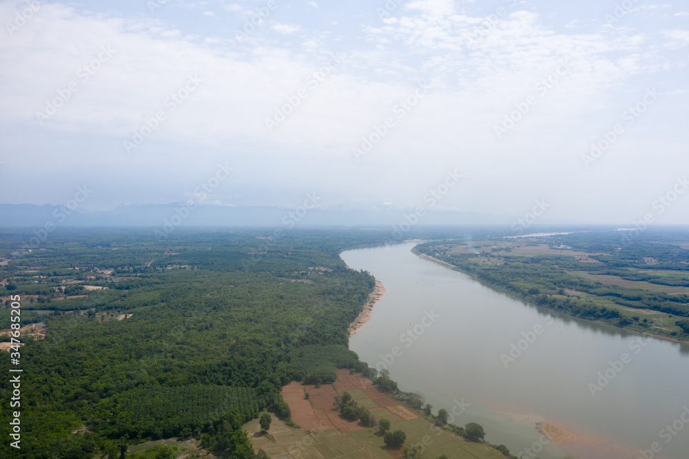 Arial view of Mekong river in Laos Arial view of Mekong river in Laos