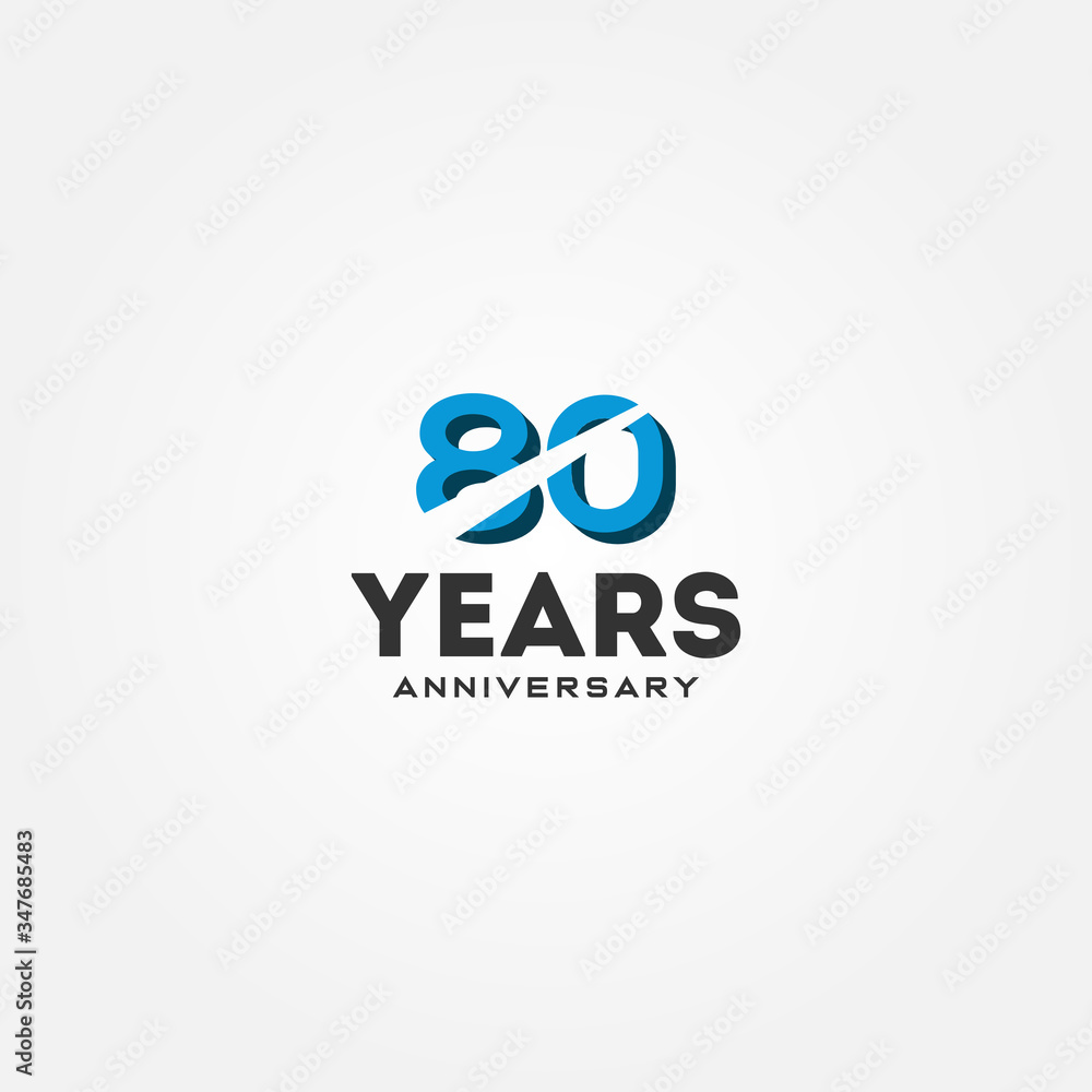 80 Year Anniversary Black Number Vector Design Illustration 80 Year Anniversary Black Number Vector Design Illustration