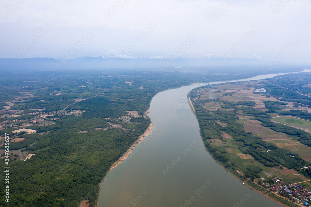 Arial view of Mekong river in Laos Arial view of Mekong river in Laos