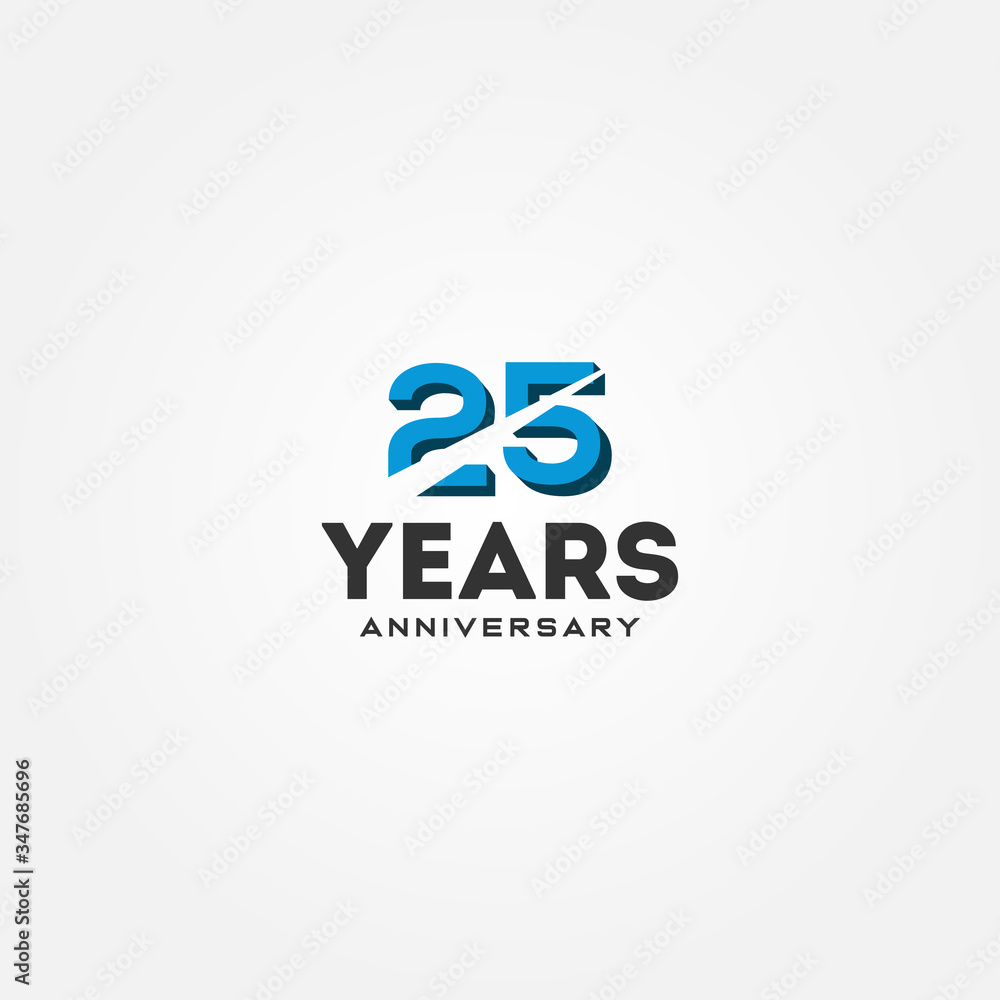 25 Year Anniversary Black Number Vector Design Illustration