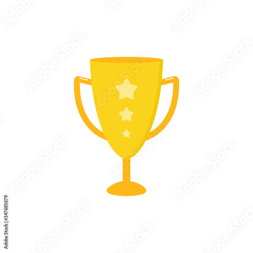 Golden trophy, prize, reward vector icon, illustration.