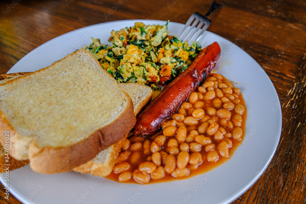 English breakfast with toast ready to eat English breakfast with toast ready to eat