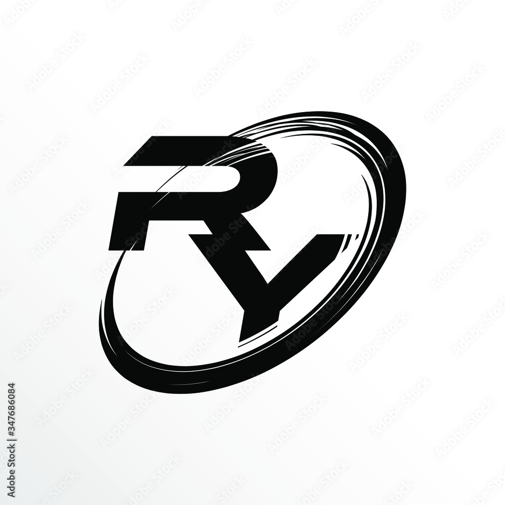 Initial Letter RY Brush Effect Logo Design Initial Letter RY Brush Effect Logo Design