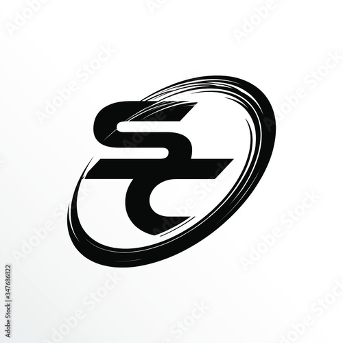 Initial Letter SC Brush Effect Logo Design