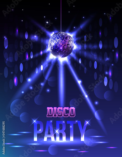 Sparkling disco ball. Night party
