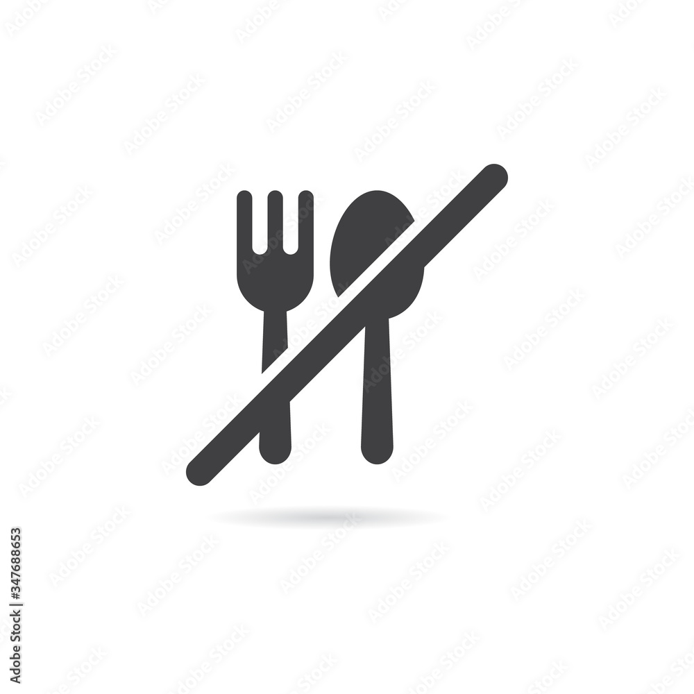 Vector Isolated No Spoon and Fork or Eating Icon Vector Isolated No Spoon and Fork or Eating Icon