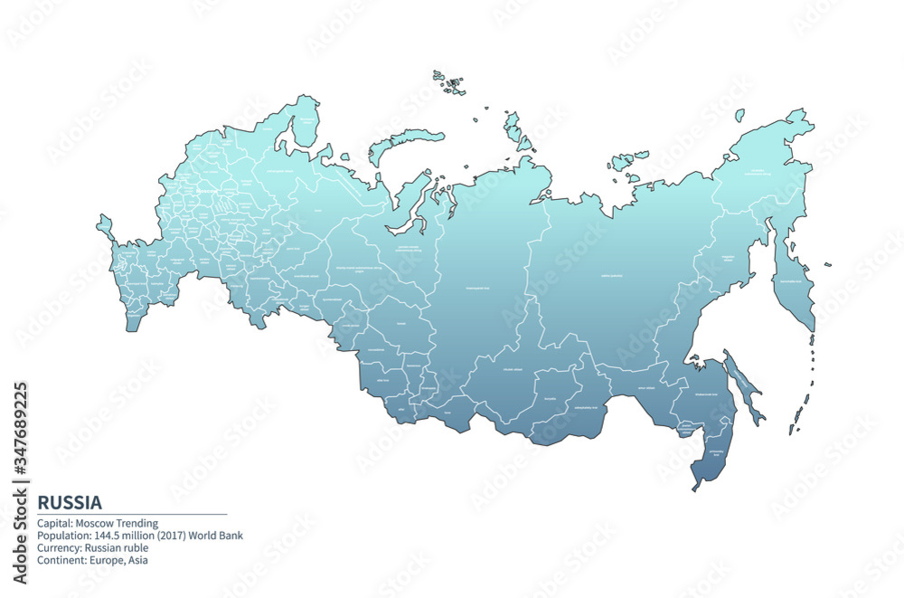 Obraz premium russia map. detailed russian federation vector map. 